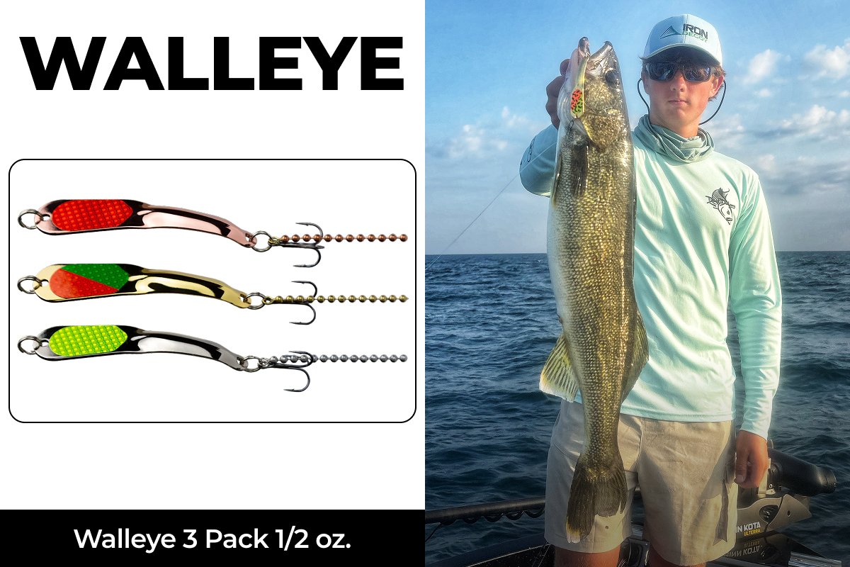 Walleye 3 Pack 1/4 oz. (3 SHPP, 3 PERCH, 3 SLB) (Steely #3)