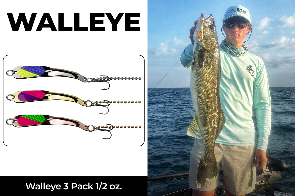 Walleye 3 Pack 1/2 oz. (4 SPCH, 4 GHPP, 4 CHGHP) (Steely #4)